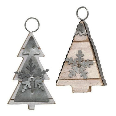 Galvanized Tree Ornament 2 Asstd - The Fox Decor